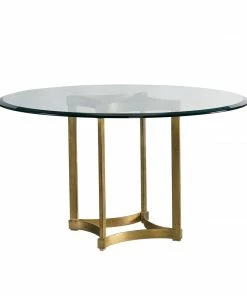 AUGUST- Dining Tables Stella Glass Pedestal Dining Table (60" Round - Gold)